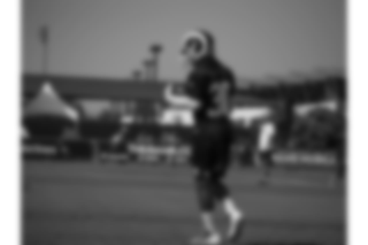 running back TODD GURLEY II (30) Of The Los Angeles Rams, walking from end zone after reception during practice at training camp 2018 at University Of California Irvine in Irvine, CA on 08/11/2018 (rams/KameryonGreyBrown)