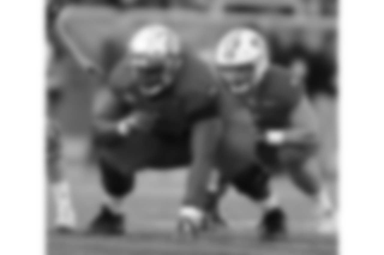 North offensive guard Nate Davis of Charlotte (64) during the second half of the Senior Bowl college football game, Saturday, Jan. 26, 2019, in Mobile, Ala. (AP Photo/Butch Dill)