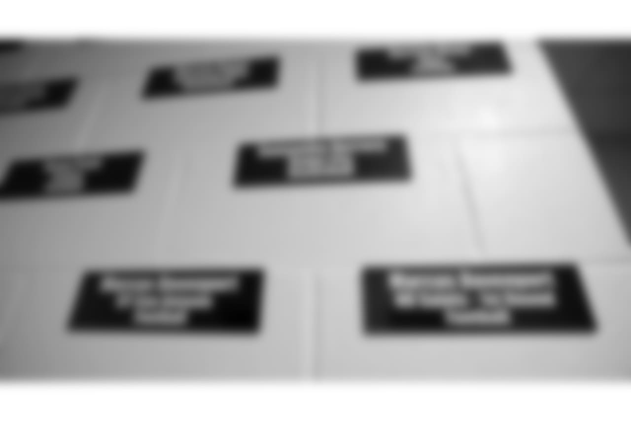 Detail photo of Marcus Davenport nameplates on the Falcons Wall of Honor, at John Paul Stevens High School, Wednesday Jan. 9, 2019, where Davenport played football, basketball, and ran track.
(Photo By Edward A. Ornelas)