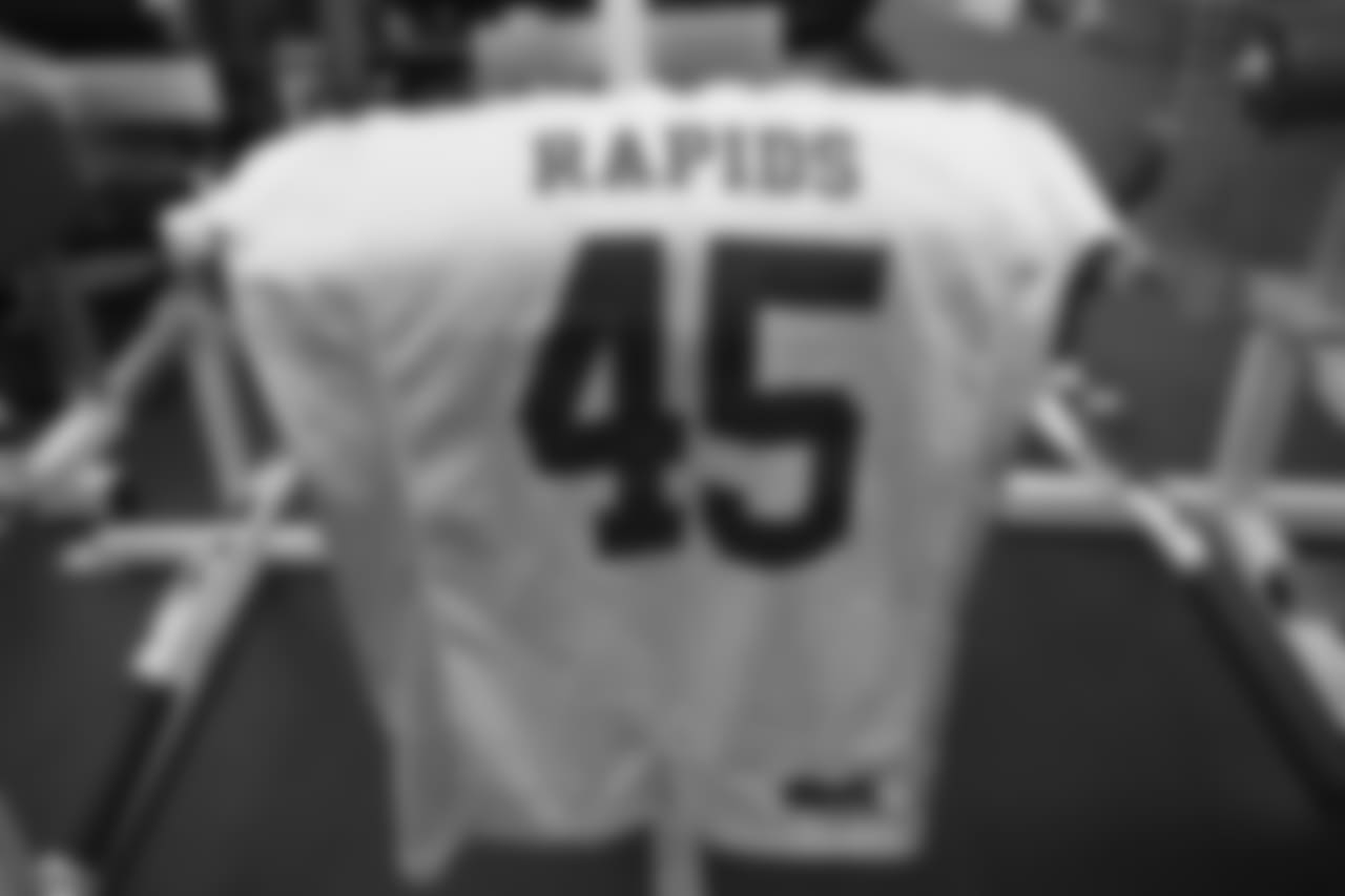 Vince Biegel's high school uniform from the Lincoln High School Rapids.