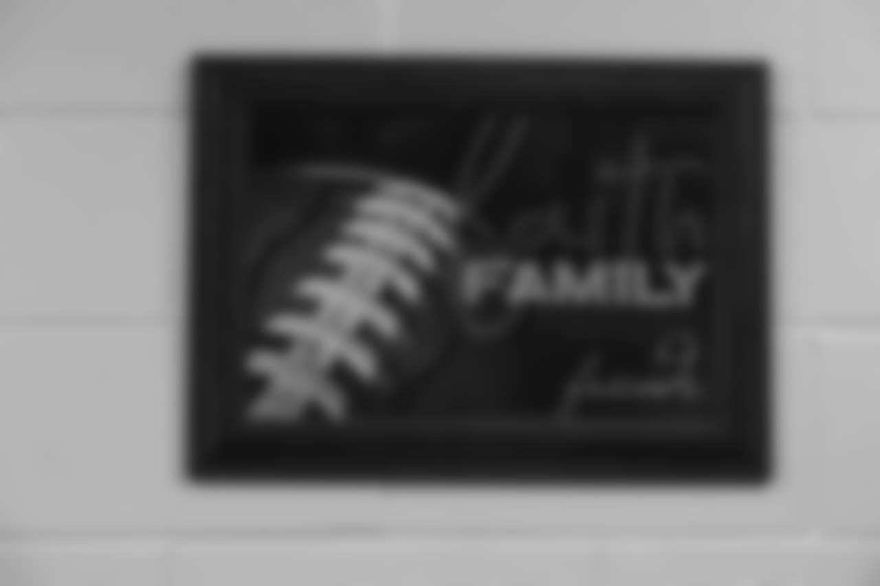 A detail view of a sign is seen at Pearland High School in the hometown of New Orleans Saints punter Thomas Morstead in Pearland, Texas.