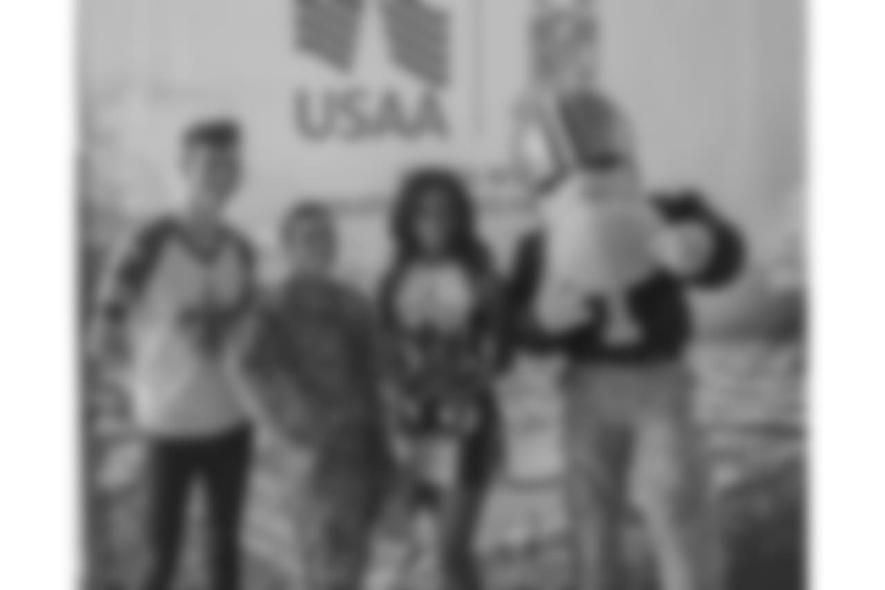 New Orleans Saints players visit with service men and women as well as tour the facilities at Naval Air Station Joint Reserve Base in Belle Chasse on October 30, 2018 as part of NFL "Salute to Service" week and a USAA initiative.