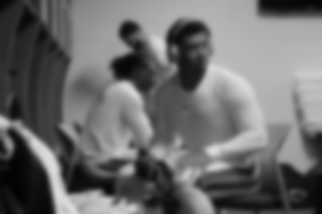 Seattle Seahawks quarterback Russell Wilson (3) in the locker room prior to the 2019 Pro Bowl, Sunday, Jan. 27, 2019 in Orlando, Fla. (Lindsay Amaral/NFL)