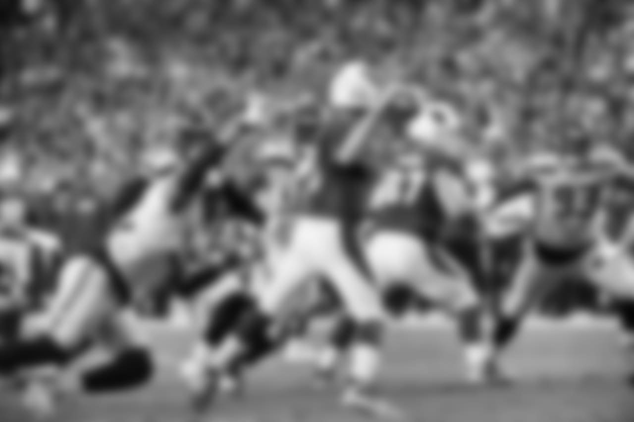 Seattle's Nazair Jones pressures Arizona quarterback Josh Rosen.