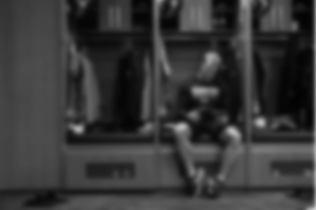 Punter and special teams captain Jon Ryan relaxes early on game day.