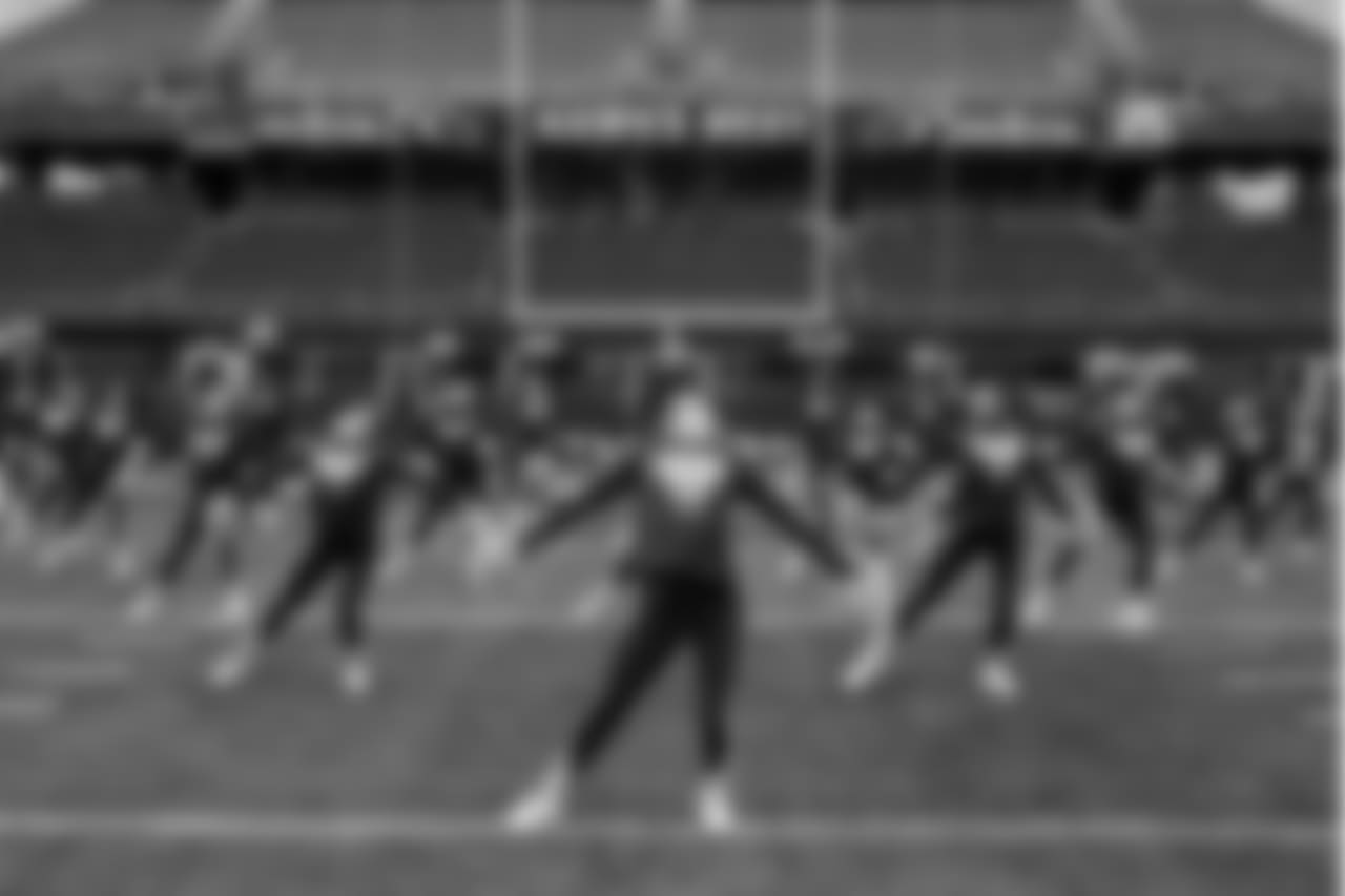 Meanwhile, the Sea Gals rehearsed on the field in preparation for that afternoon's game.