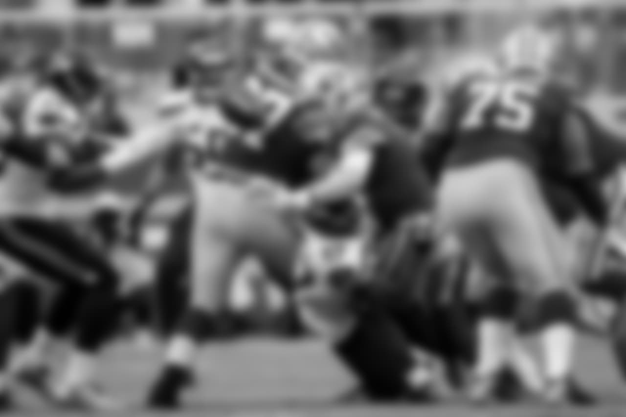 49ers quarterback C.J. Beathard fumbles as he is sacked by Seattle's Marcus Smith, but Beathard recovered the loose ball.