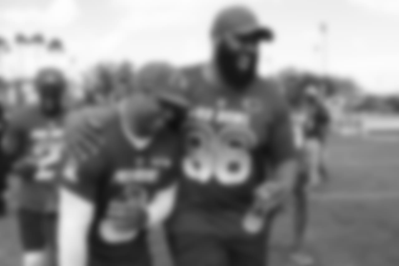 Seattle Seahawks quarterback Russell Wilson (3) and Chicago Bears defensive end Akiem Hicks (96) during the 2019 Pro Bowl Skills Showdown, Wednesday, Jan. 23, 2019 in Orlando, Fla. (Ben Liebenberg/NFL)(Ben Liebenberg/NFL)