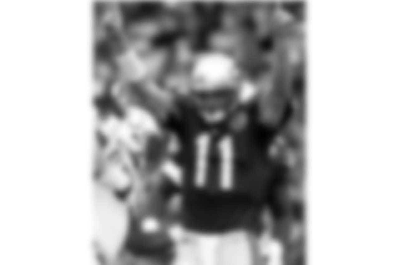 Seattle Seahawks quarterback Brock Huard celebrates his touchdown pass in the second quarter against the Indianapolis Colts Sunday, Oct. 15, 2000, in Seattle. (AP Photo/Joe Brockert)