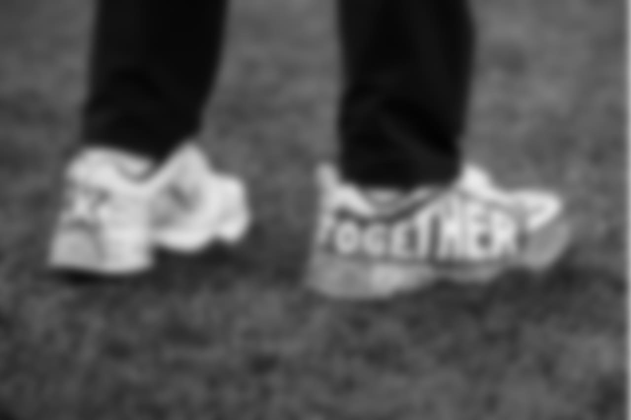 Seahawks head coach Pete Carroll sports custom Nike Air Monarchs as part of the "My Cause, My Cleats" initiative in which players (and coaches) wore custom shoes for their favorite charities.