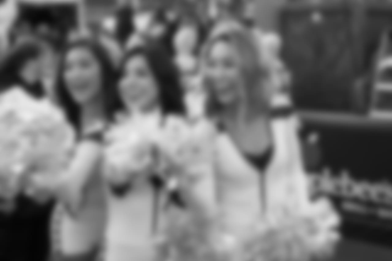 Jessica alongside Sea Gals Althea and Kiana on set of the Monday Night Football pregame show.