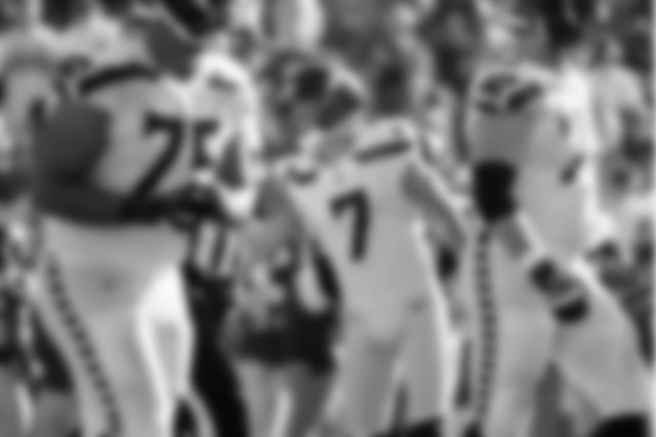 Kicker Blair Walsh smiles after connecting on a 35-yard field goal with less than two minutes remaining, giving the Seahawks a 16-10 lead. Walsh made field goals of 48, 49 and 35 yards in the victory.