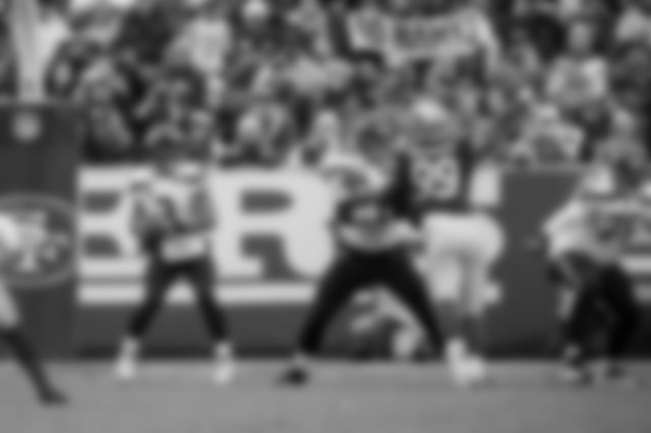 Seahawks fans were visible throughout Levi's Stadium, as Luke Joeckel and Duane Brown protect quarterback Russell Wilson.