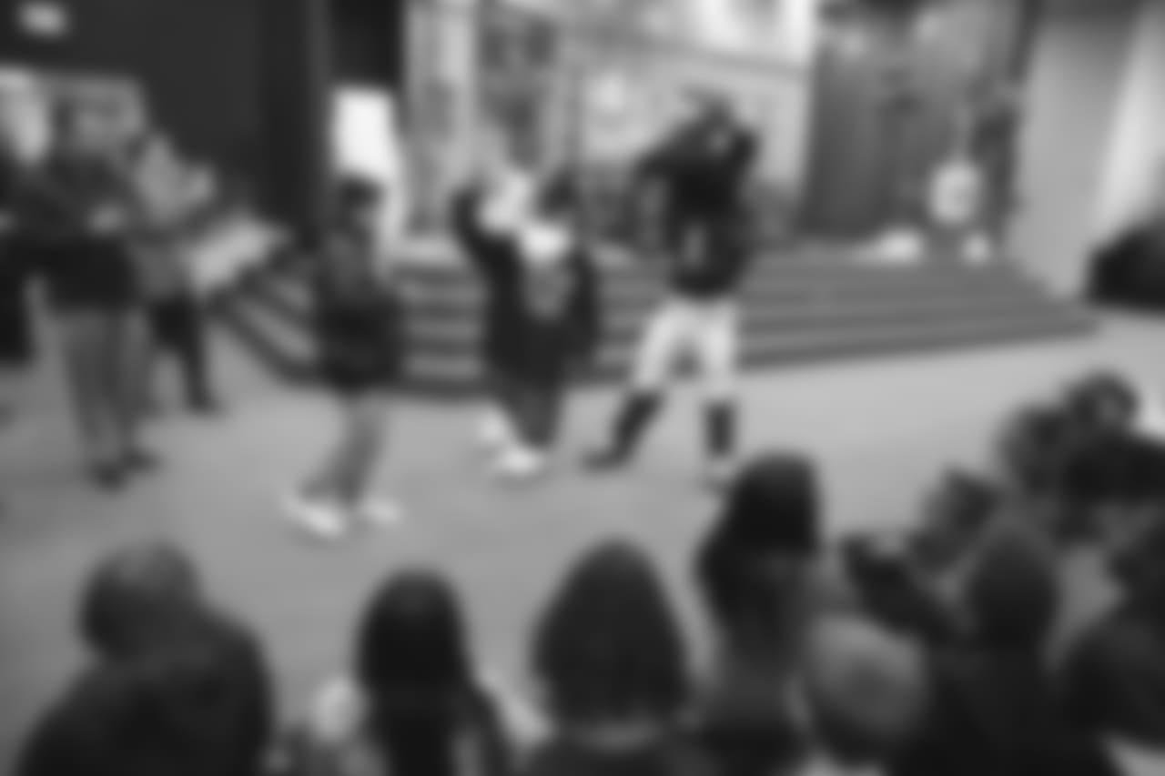 An image from the Nov. 13, 2018 corporate development event at Hirsch Elementary School in Spring, TX. Brian Peters, TORO, and cheerleaders visited the students and presented awards and a big check to teachers.