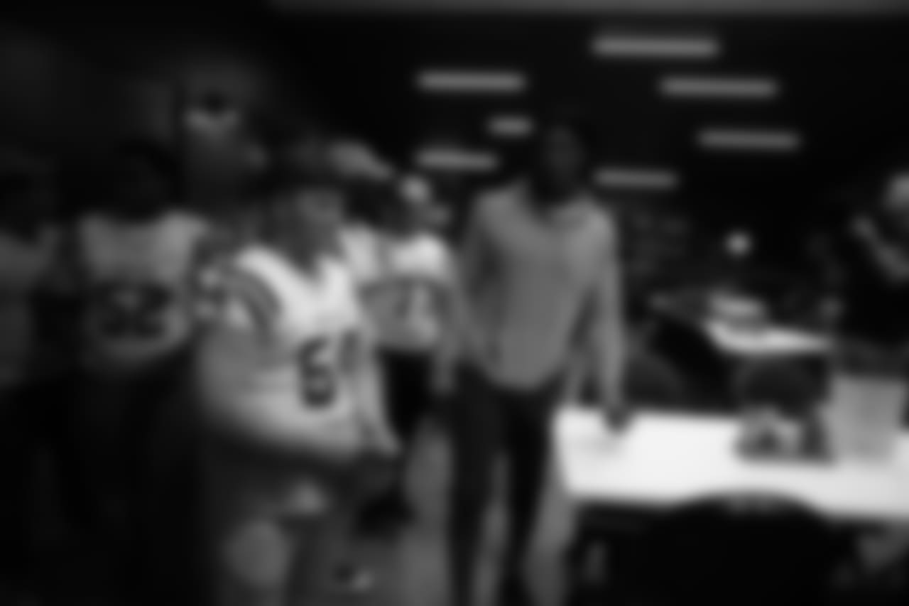 An image from the Oct. 13, 2018 community development event. The Sabine Pass High School football season was cancelled to to Hurricane Harvey and injuries. They were presented with Super Bowl tickets, the coach of the week award, Texans gear, and watched walkthrough.