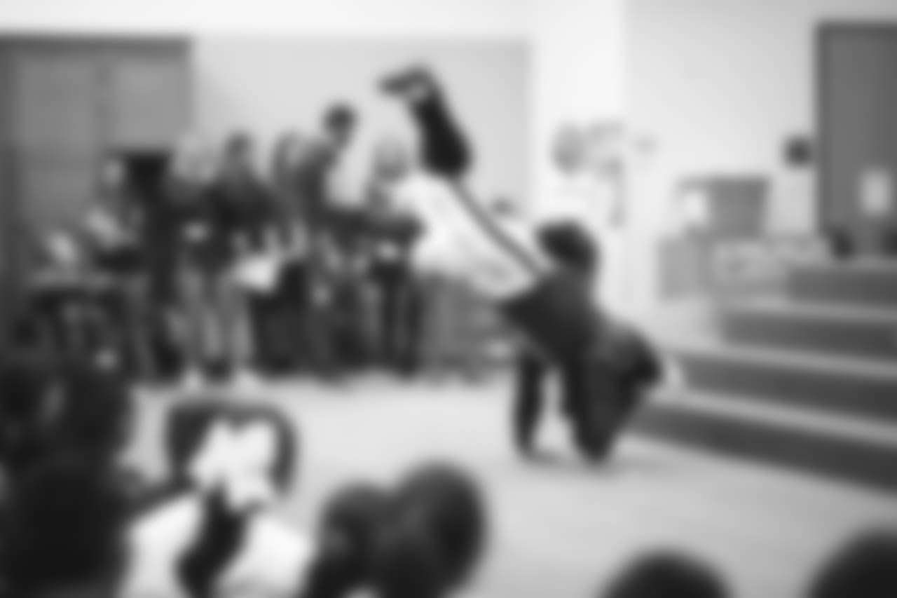 An image from the Nov. 13, 2018 corporate development event at Hirsch Elementary School in Spring, TX. Brian Peters, TORO, and cheerleaders visited the students and presented awards and a big check to teachers.