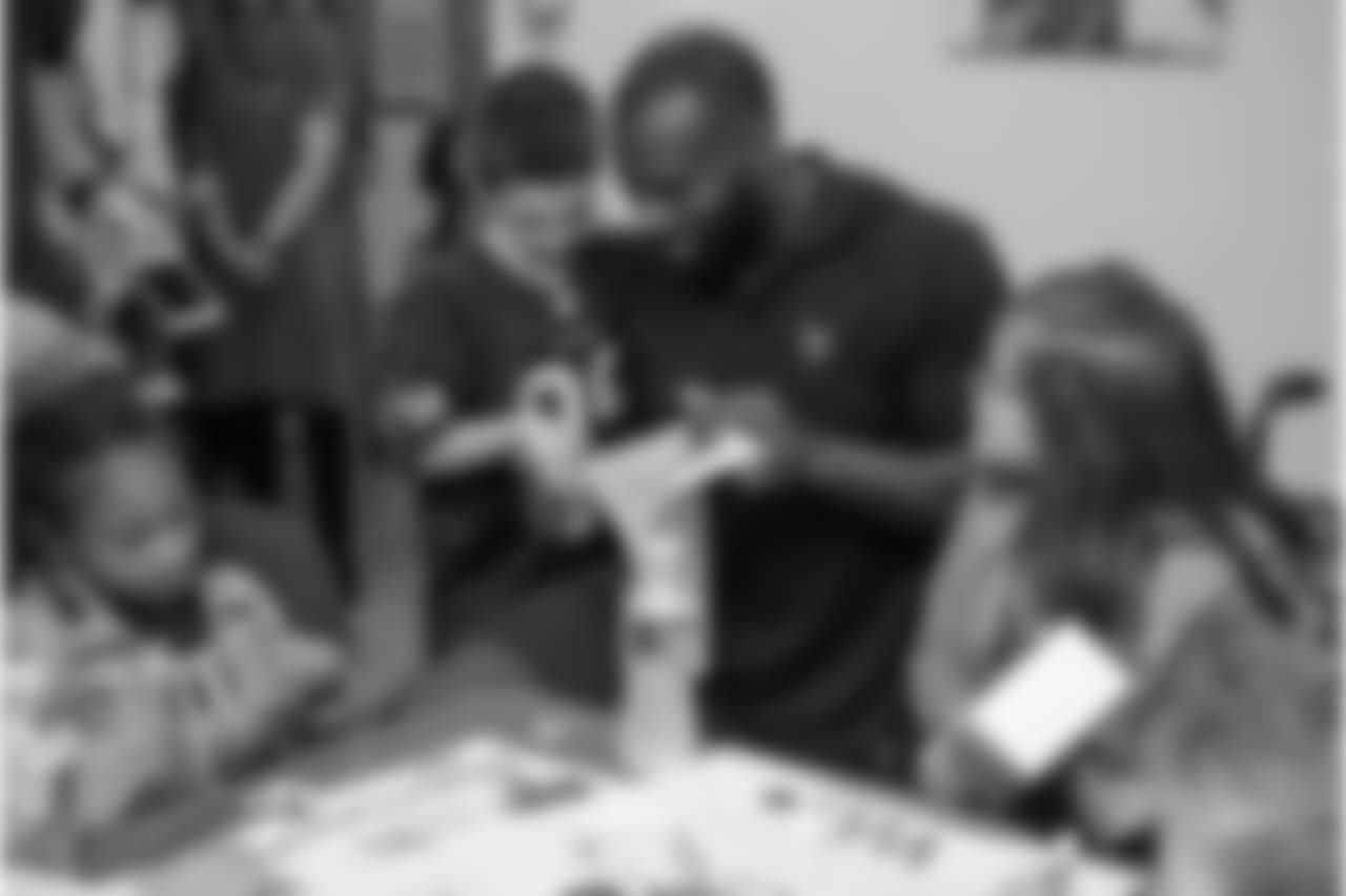 An image from the Dec. 19, 2018 community development event featuring Whitney Mercilus at Easter Seals.