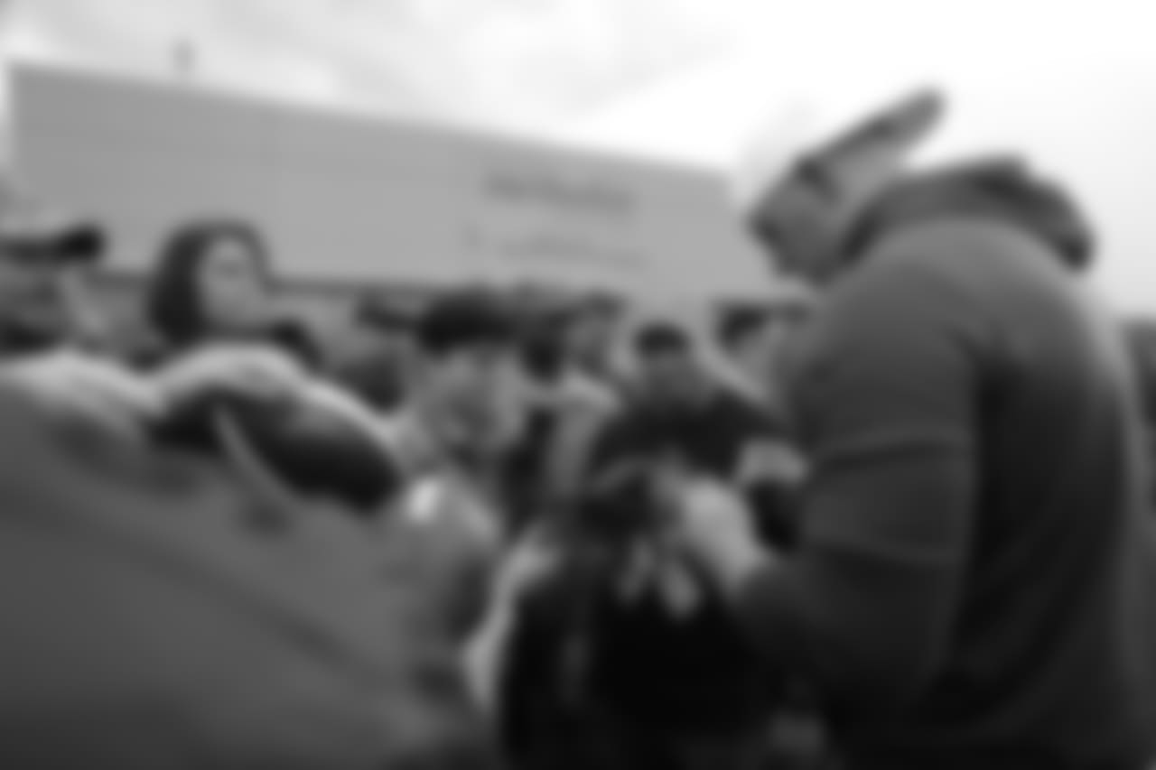 A Nov. 23, 2018 image of a community development event in which military families visited a Texans practice.