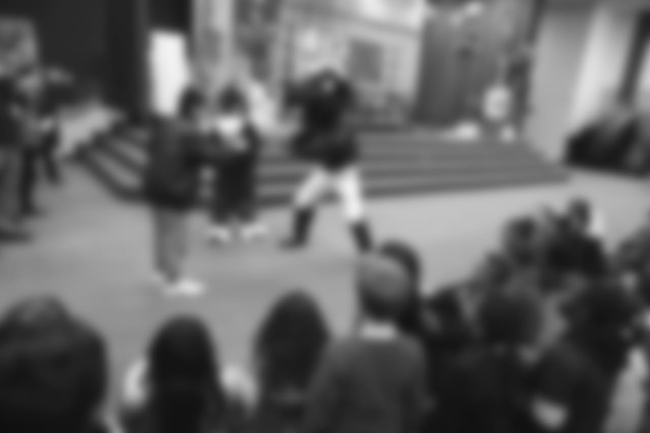 An image from the Nov. 13, 2018 corporate development event at Hirsch Elementary School in Spring, TX. Brian Peters, TORO, and cheerleaders visited the students and presented awards and a big check to teachers.