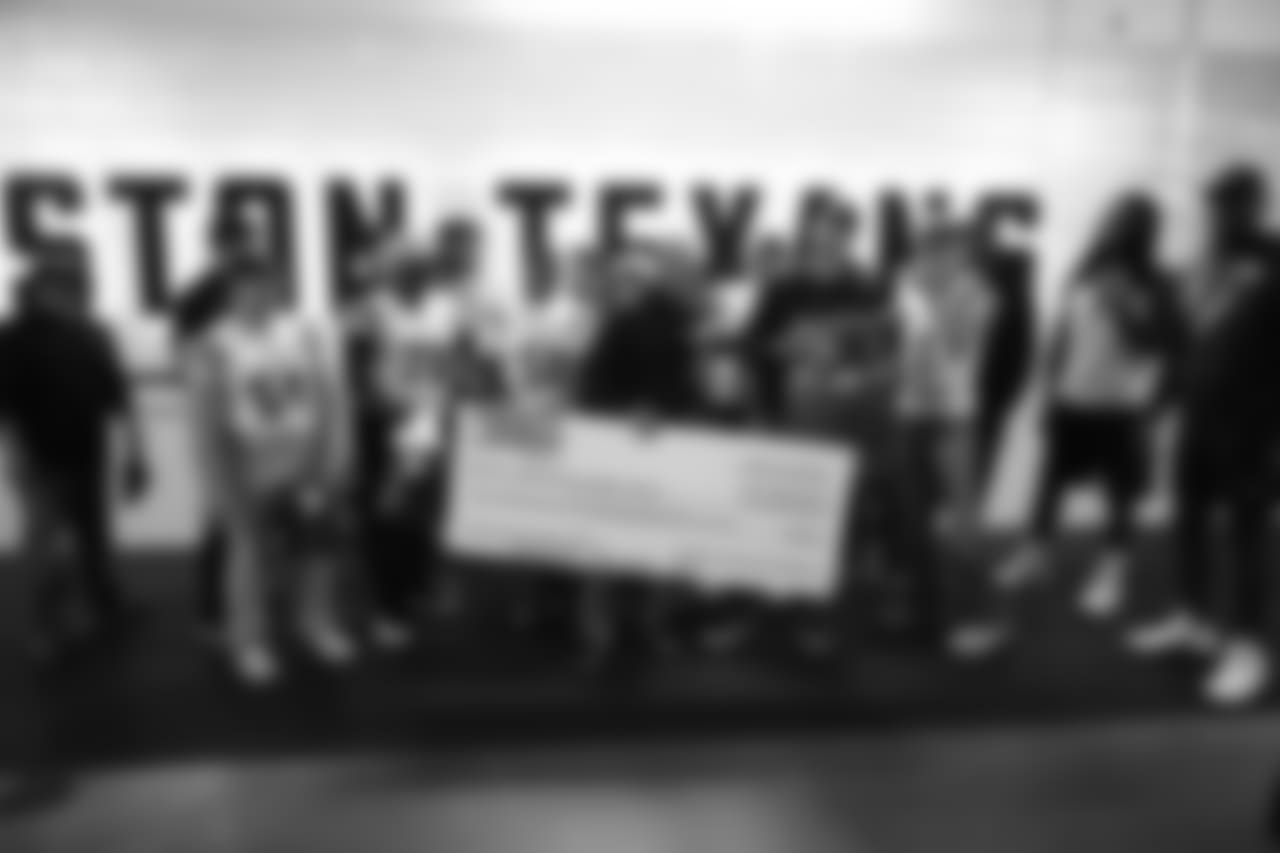 An image from the Oct. 13, 2018 community development event. The Sabine Pass High School football season was cancelled to to Hurricane Harvey and injuries. They were presented with Super Bowl tickets, the coach of the week award, Texans gear, and watched walkthrough.