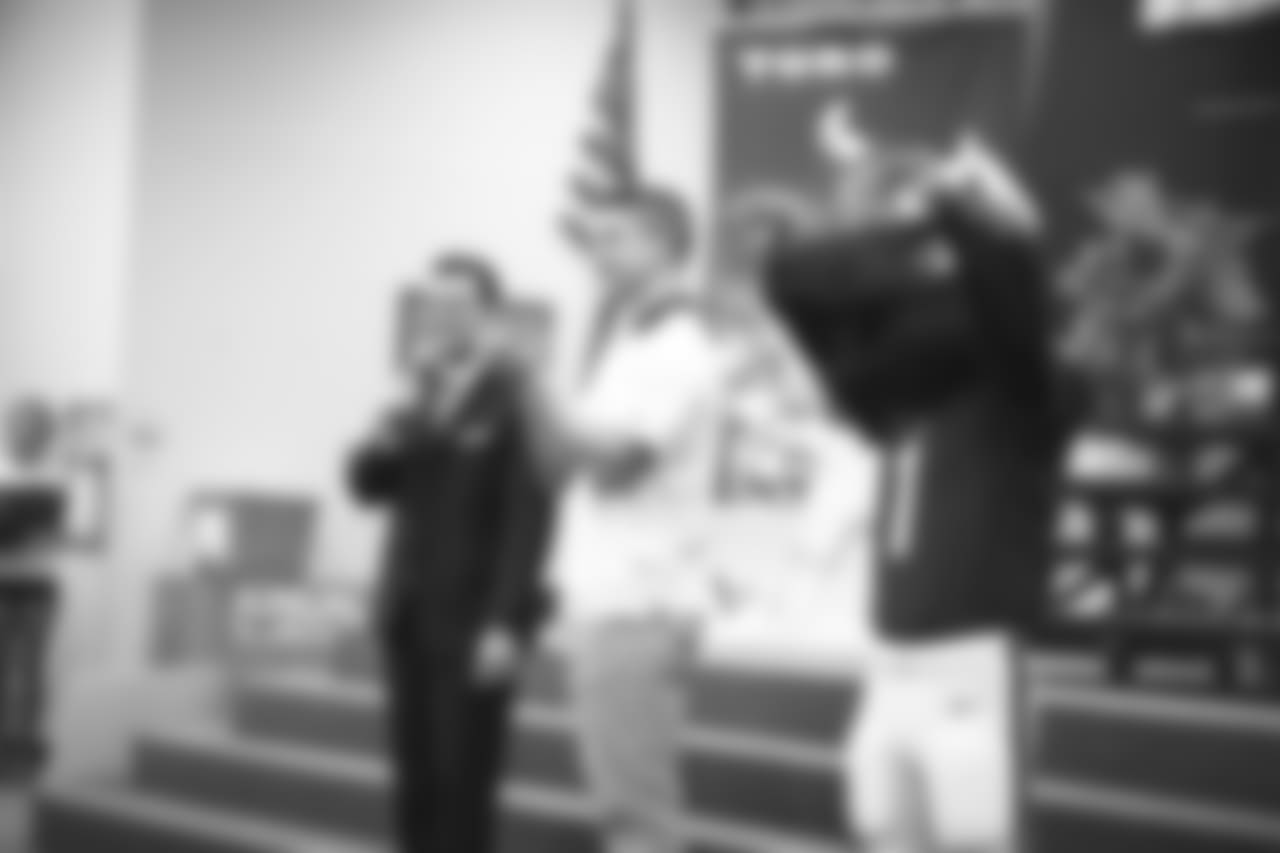 An image from the Nov. 13, 2018 corporate development event at Hirsch Elementary School in Spring, TX. Brian Peters, TORO, and cheerleaders visited the students and presented awards and a big check to teachers.