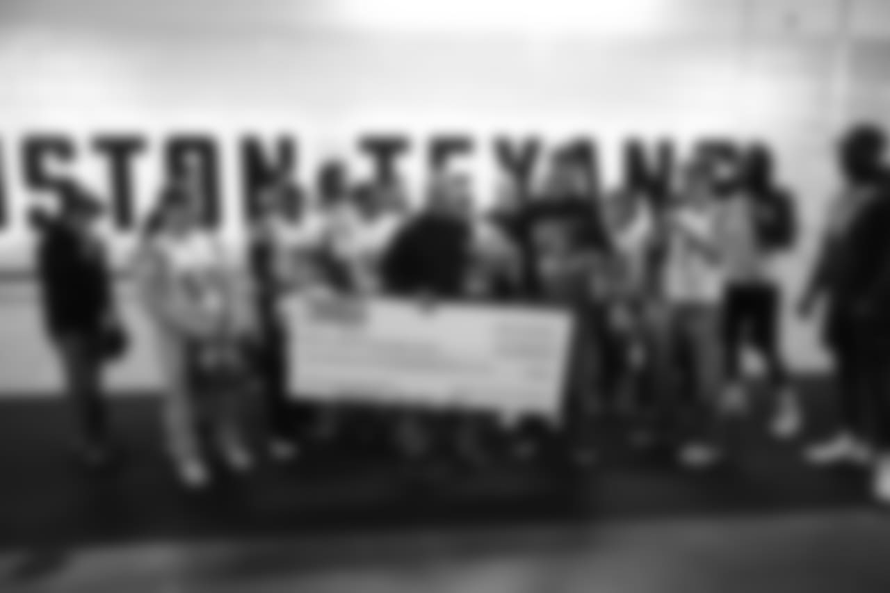 An image from the Oct. 13, 2018 community development event. The Sabine Pass High School football season was cancelled to to Hurricane Harvey and injuries. They were presented with Super Bowl tickets, the coach of the week award, Texans gear, and watched walkthrough.