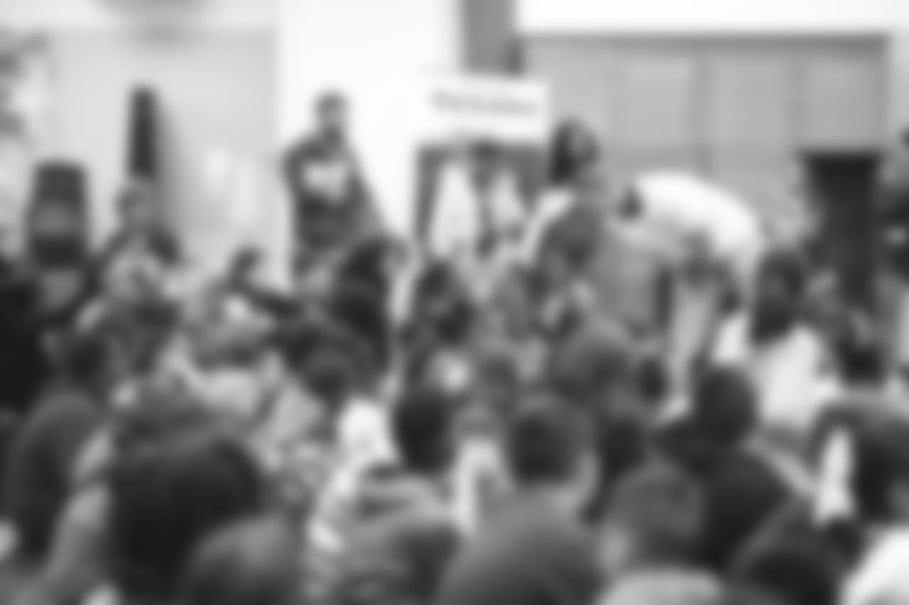 An image from the Nov. 13, 2018 corporate development event at Hirsch Elementary School in Spring, TX. Brian Peters, TORO, and cheerleaders visited the students and presented awards and a big check to teachers.