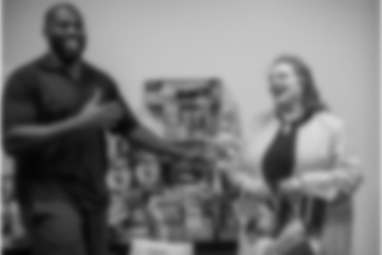 An image from the Dec. 19, 2018 community development event featuring Whitney Mercilus at Easter Seals.