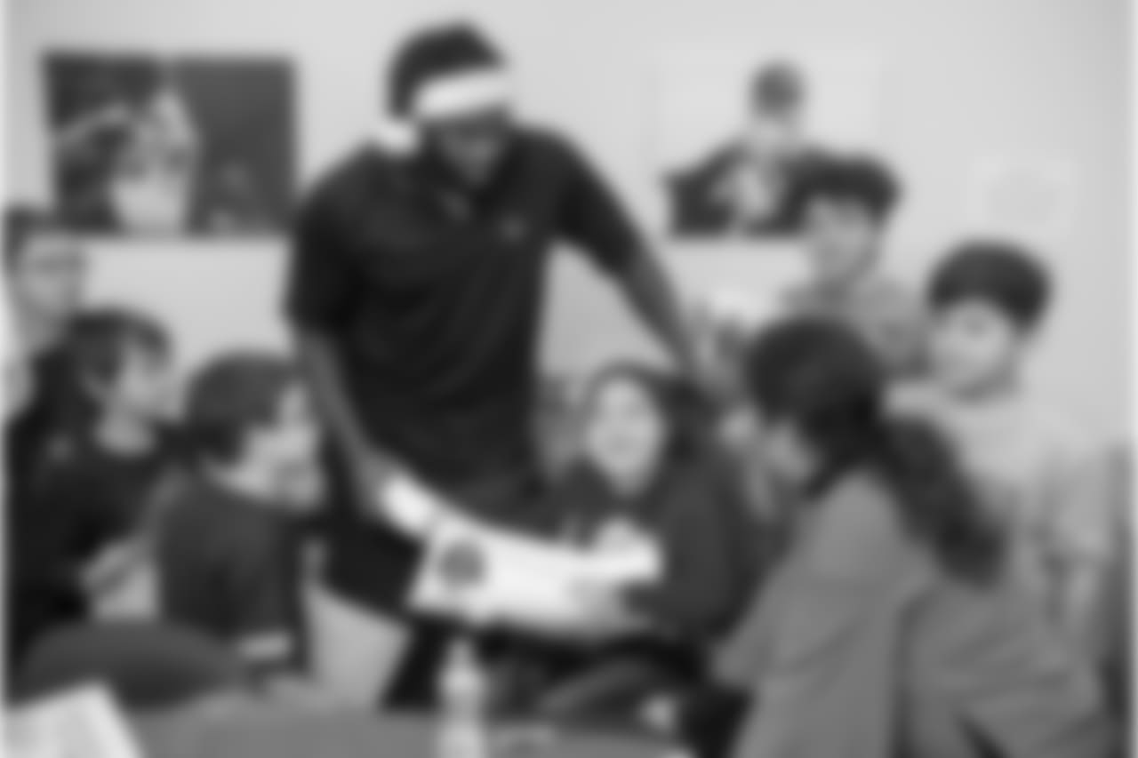 An image from the Dec. 19, 2018 community development event featuring Whitney Mercilus at Easter Seals.