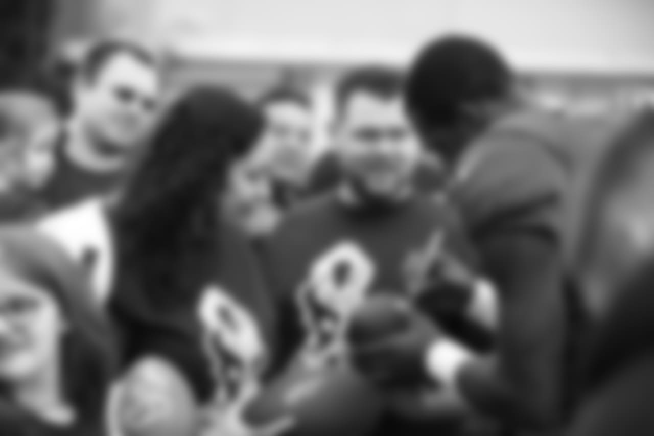 A Nov. 23, 2018 image of a community development event in which military families visited a Texans practice.