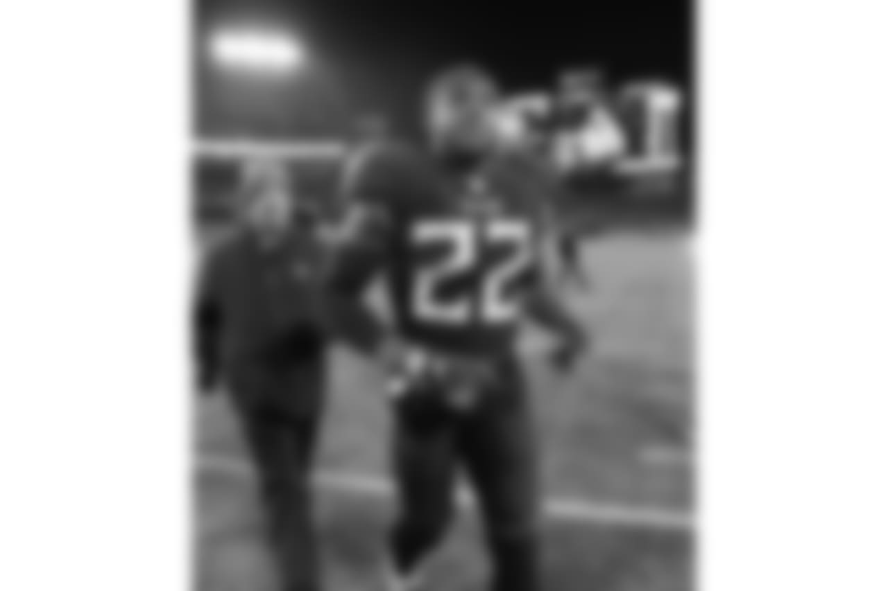 Tennessee Titans running back Derrick Henry (22) leaves the field after an NFL football game against the Jacksonville Jaguars, Thursday, Dec. 6, 2018, in Nashville, Tenn. The Tennessee Titans won 30-9. (AP Photo/James Kenney)