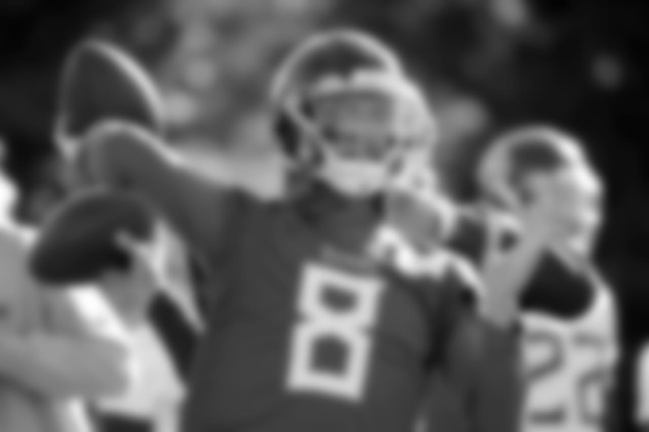 Tennessee Titans' quarterback Marcus Mariota takes part in an NFL training session at Syon House, in Syon Park, south west London, Friday, Oct. 19, 2018. The Tennessee Titans are preparing for an NFL regular season game against the Los Angeles Chargers in London on Sunday. (AP Photo/Matt Dunham)