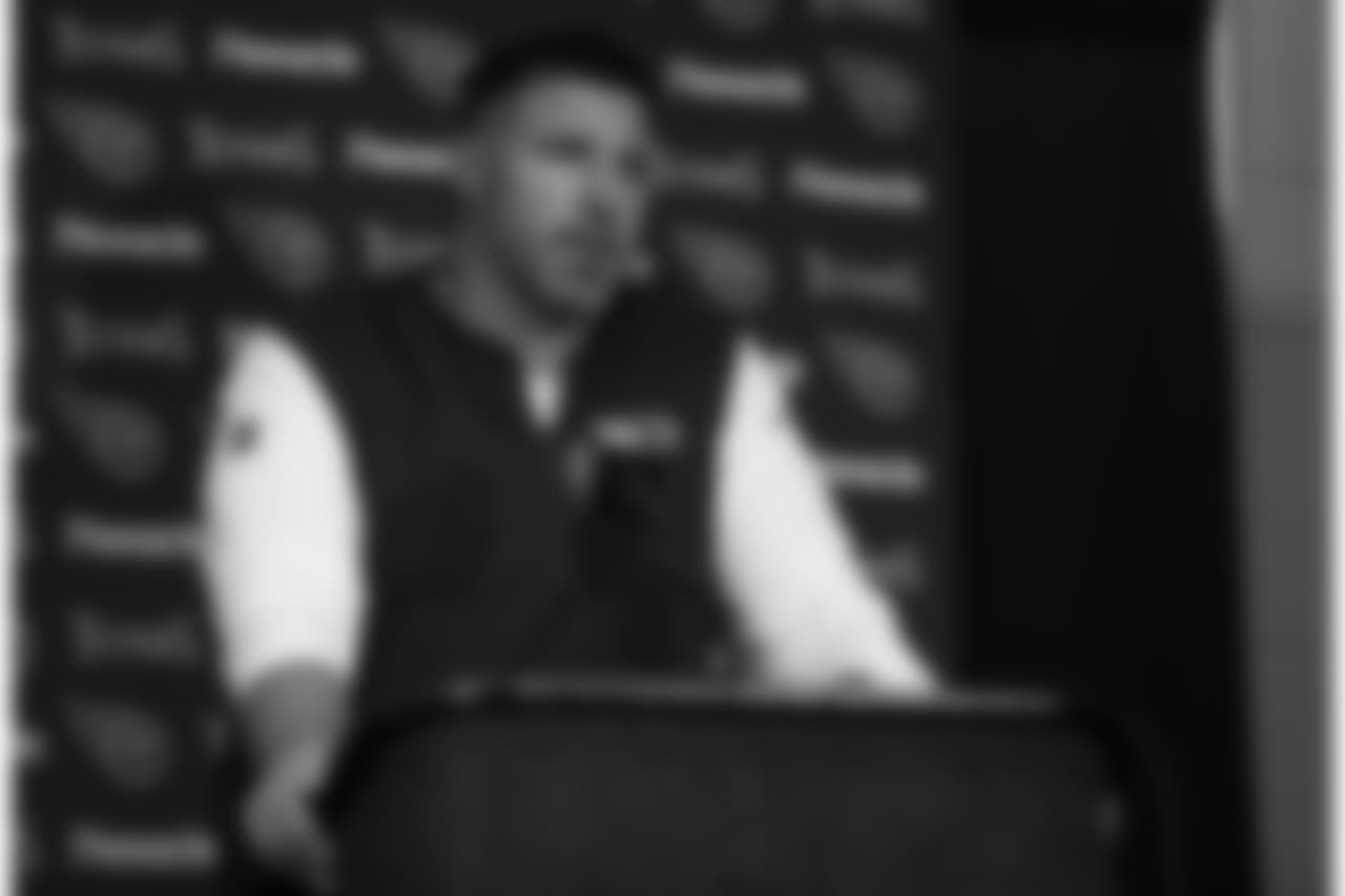 Tennessee Titans head coach Mike Vrabel speaks during a news conference following an NFL football game against the Indianapolis Colts, Sunday, Nov. 18, 2018, in Indianapolis. Indianapolis won 38-10. (AP Photo/Jeff Roberson)