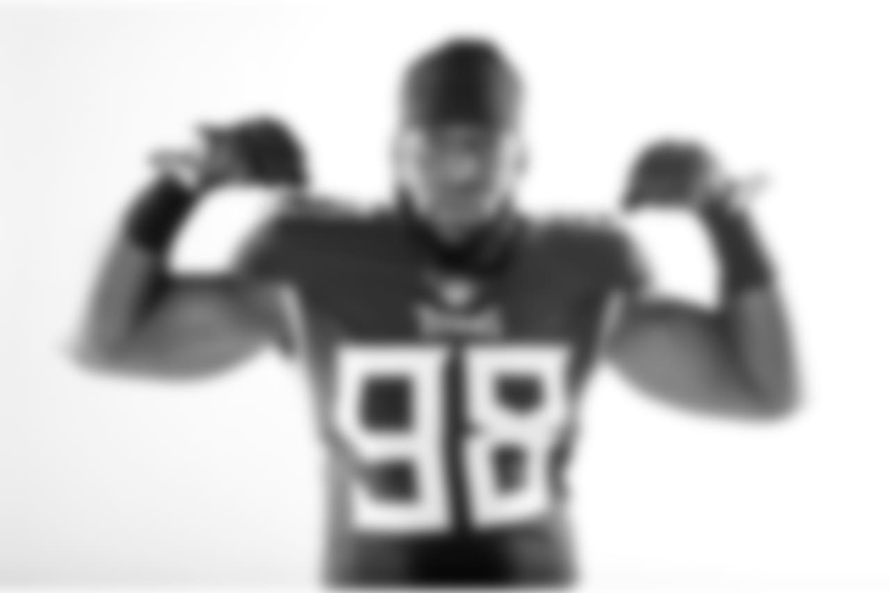Tennessee Titans outside linebacker Brian Orakpo poses June 11, 2018, in Nashville, Tenn. (AP Photo/Mark Humphrey)