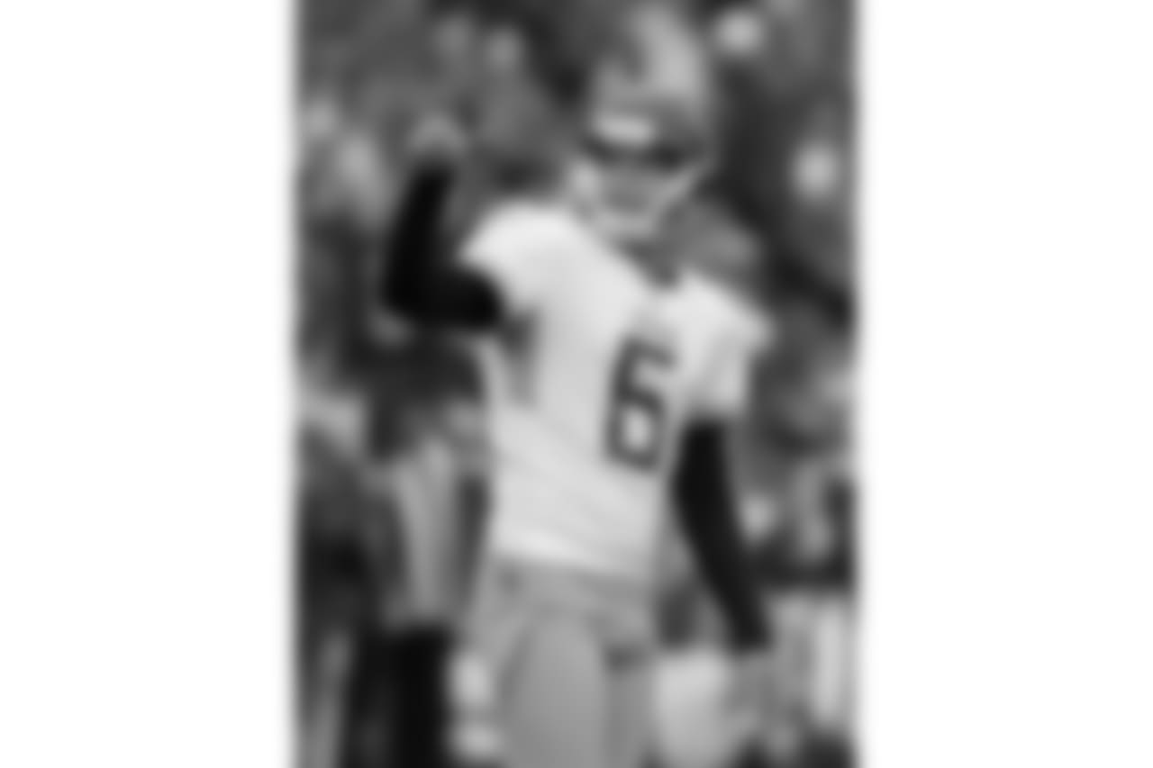 Tennessee Titans punter Brett Kern (6) in the first half during an NFL football game against the Buffalo Bills, Sunday, Oct. 7, 2018, in Orchard Park, New York. (AP Photo/Rick Scuteri)