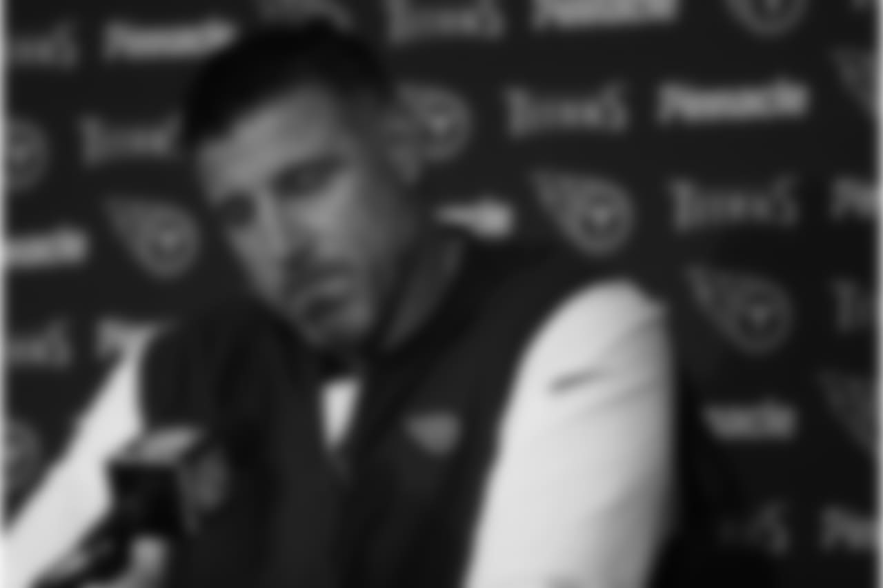 Tennessee Titans head coach Mike Vrabel speaks during a news conference following an NFL football game against the Indianapolis Colts, Sunday, Nov. 18, 2018, in Indianapolis. Indianapolis won 38-10. (AP Photo/Jeff Roberson)