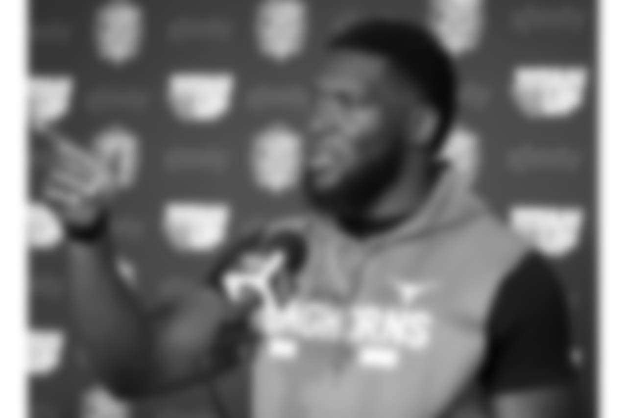 Tennessee Titans linebacker Brian Orakpo answers questions during a news conference, Wednesday, July 25, 2018, in Nashville, Tenn., the day before NFL football training camp begins. (AP Photo/Mark Humphrey)