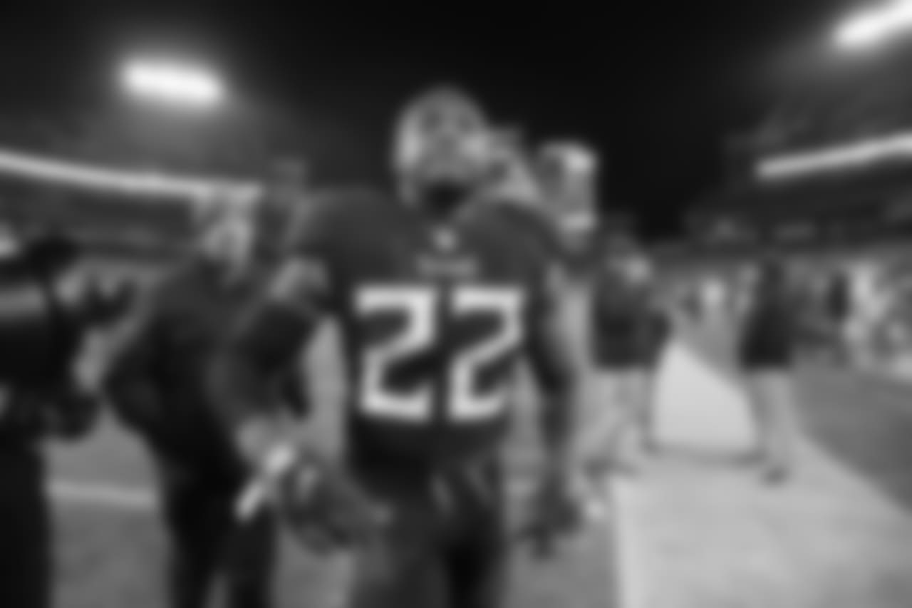 Tennessee Titans running back Derrick Henry (22) leaves the field after an NFL football game against the Jacksonville Jaguars, Thursday, Dec. 6, 2018, in Nashville, Tenn. The Tennessee Titans won 30-9. (AP Photo/James Kenney)