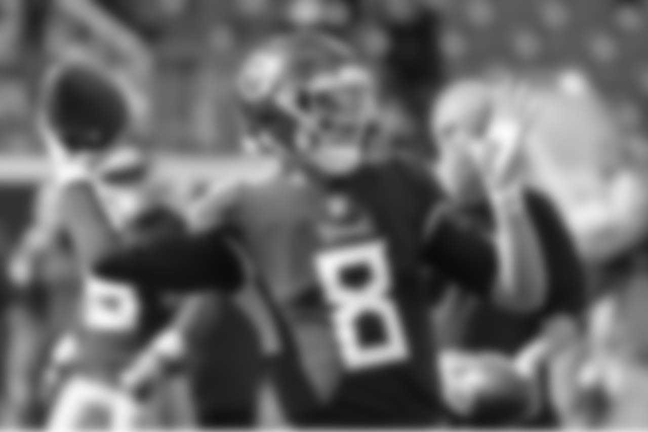 Tennessee Titans quarterback Marcus Mariota warms up before an NFL football against the New England Patriots game Sunday, Nov. 11, 2018, in Nashville, Tenn. (AP Photo/Mark Zaleski)
