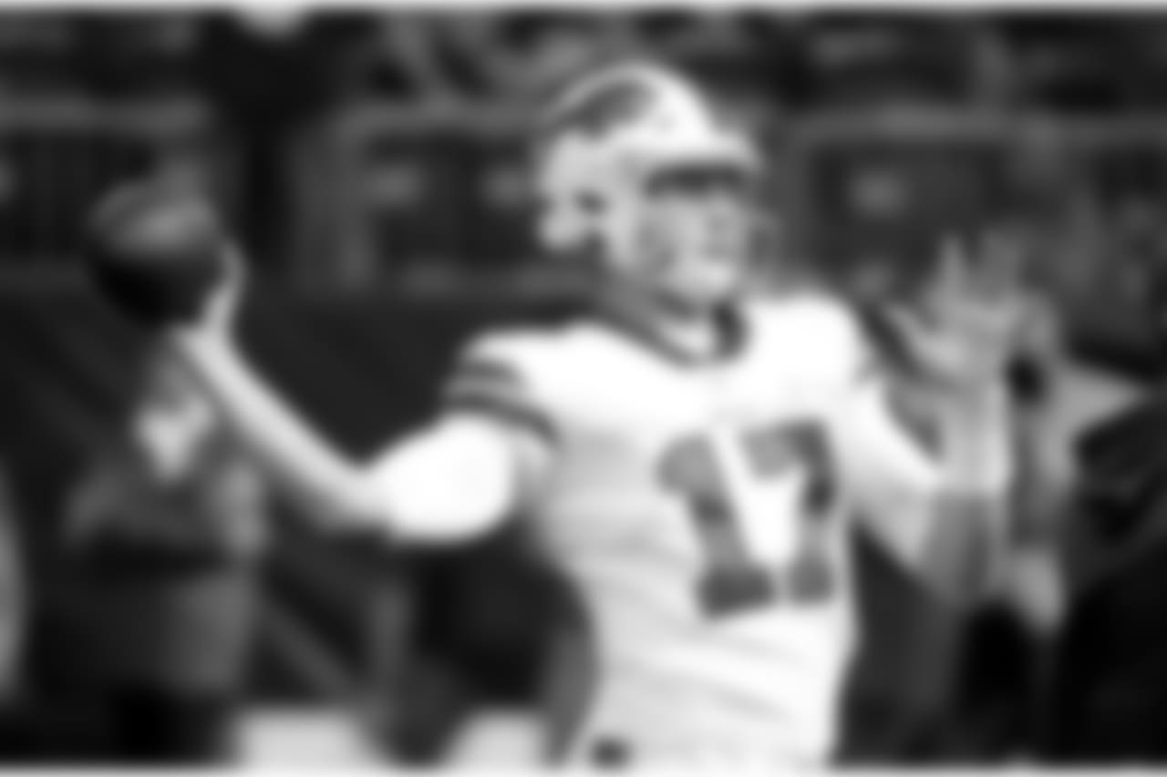 Buffalo Bills quarterback Josh Allen warms up before an NFL football game against the Minnesota Vikings, Sunday, Sept. 23, 2018, in Minneapolis. (AP Photo/Bruce Kluckhohn)