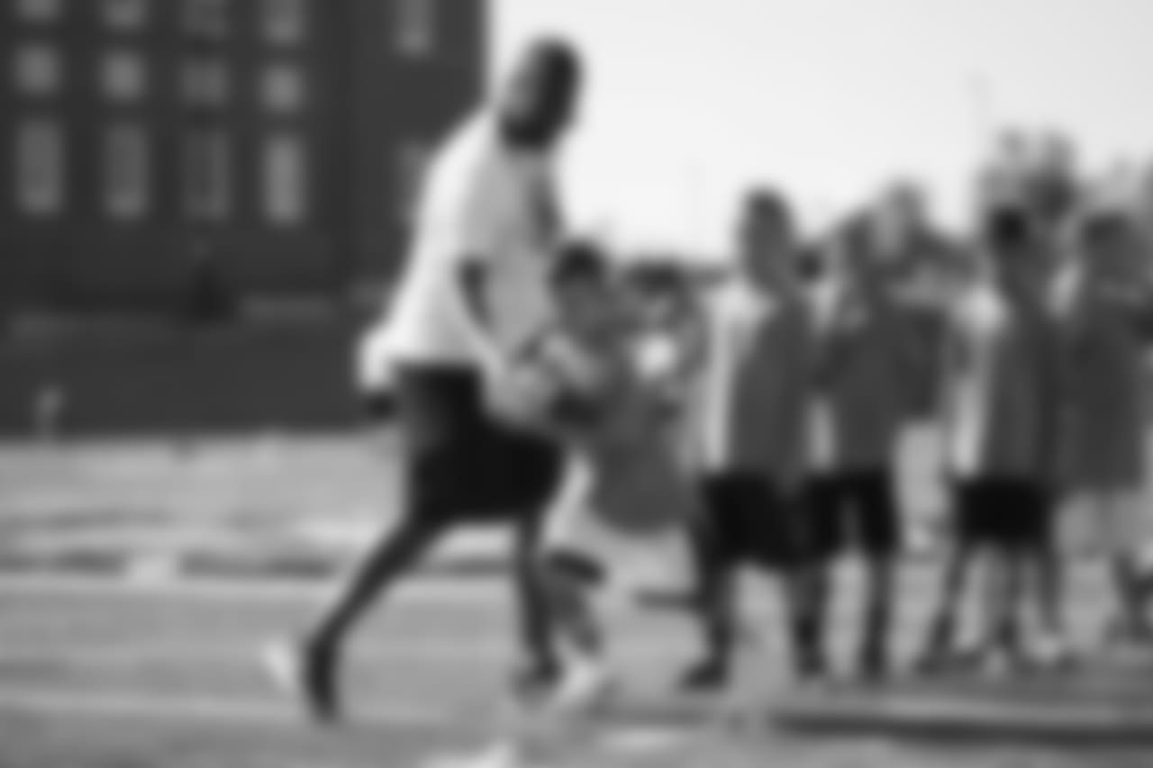 An image from July 18, 2018 of the Kyle Rudolph Pro Camp held at Providence Academy in Plymouth, MN.