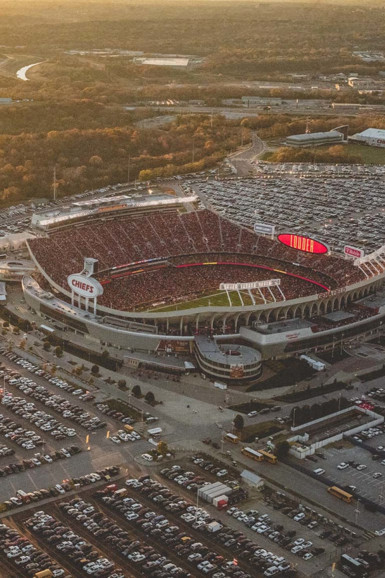 Aerial View of Arrowhead Stadium before , Stock Video