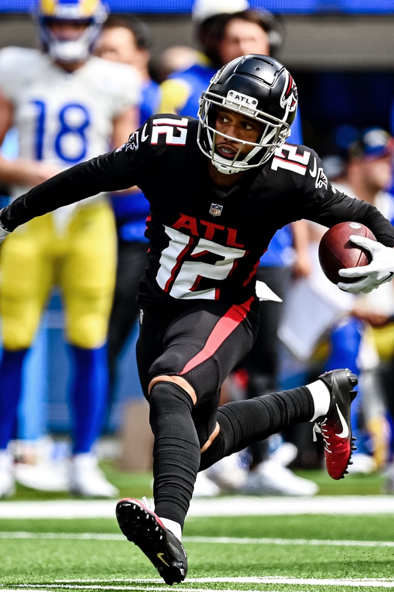 Atlanta Falcons wide receiver KhaDarel Hodge (12) walks off the field after  an NFL football game