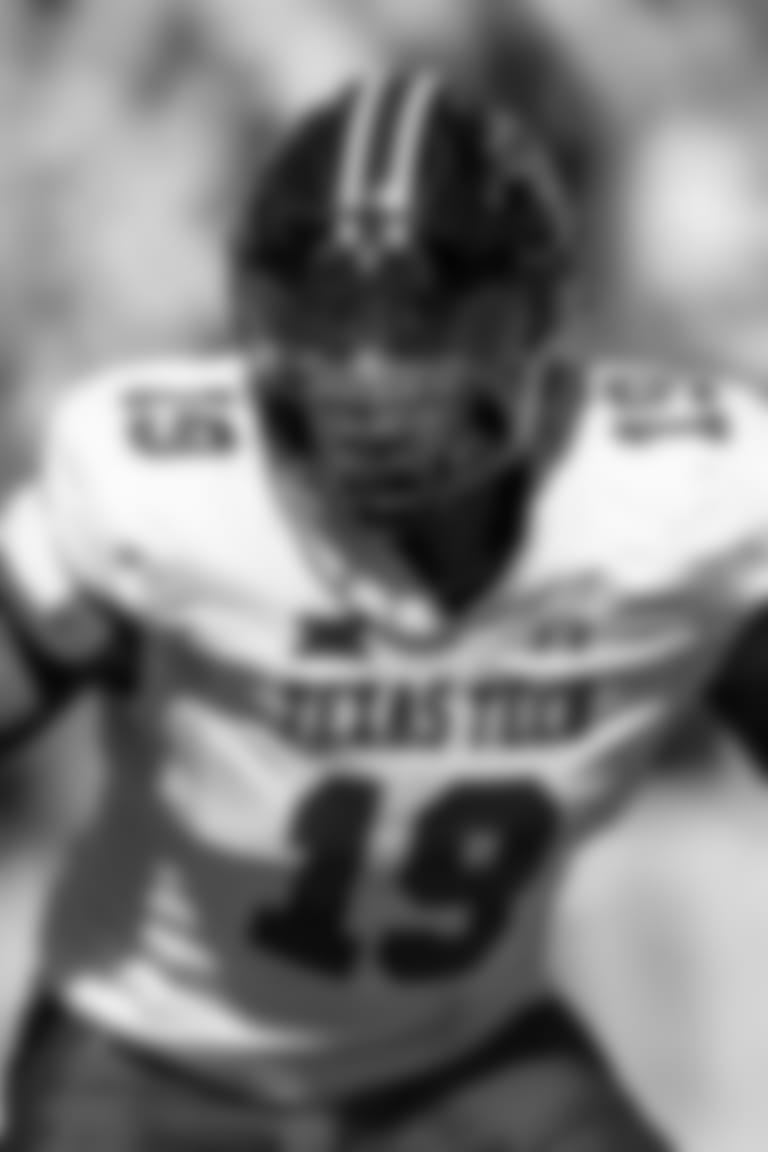 Texas Tech linebacker Tyree Wilson (19) is seen during an NCAA football game against TCU on Saturday, Nov. 5, 2022, in Fort Worth, Texas. TCU won 34-24. (AP Photo/Brandon Wade)