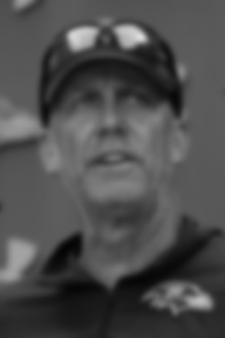 Baltimore Ravens offensive coordinator Todd Monken talks to reporters during his team's NFL football training camp, Thursday, Aug. 17, 2023, in Owings Mills, Md. (AP Photo/Julio Cortez)