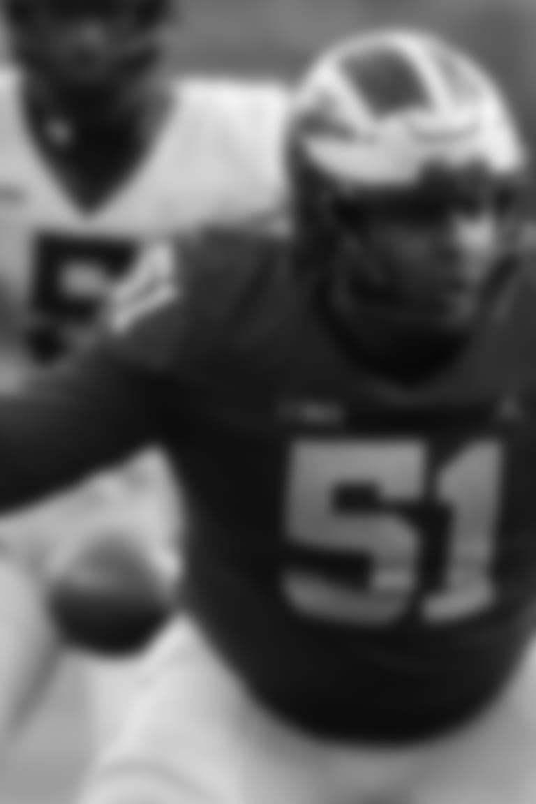 Michigan offensive lineman Cesar Ruiz during Michigan's annual spring NCAA college football game, Saturday, April 13, 2019, in Ann Arbor, Mich. (AP Photo/Carlos Osorio)