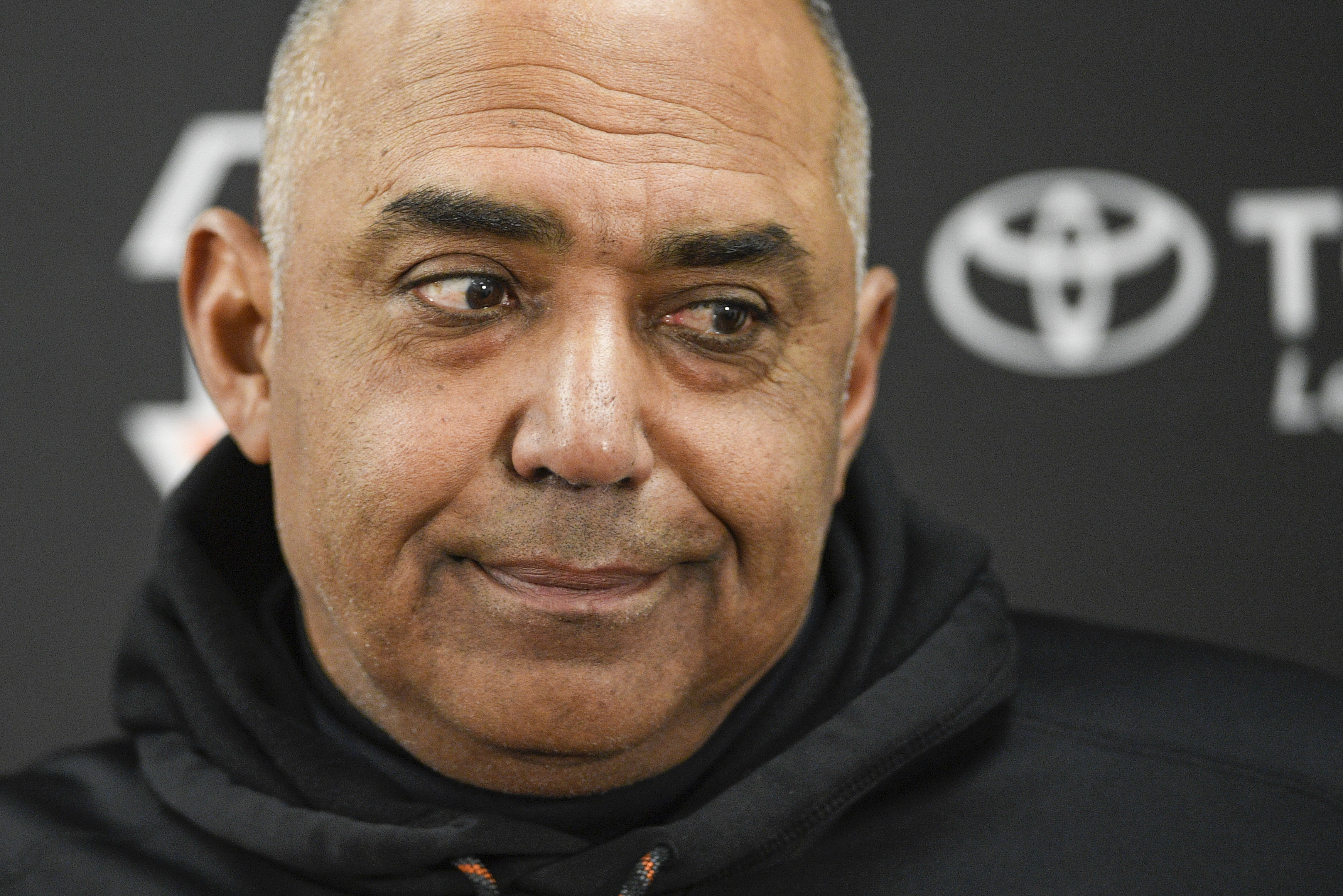 Cincinnati Bengals head coach Marvin Lewis listens to questions during a press conference after an NFL football game against the Baltimore Ravens in Baltimore, Sunday, Dec 31, 2017. The Bengals defeated the Ravens 31-27. (AP Photo/Nick Wass)