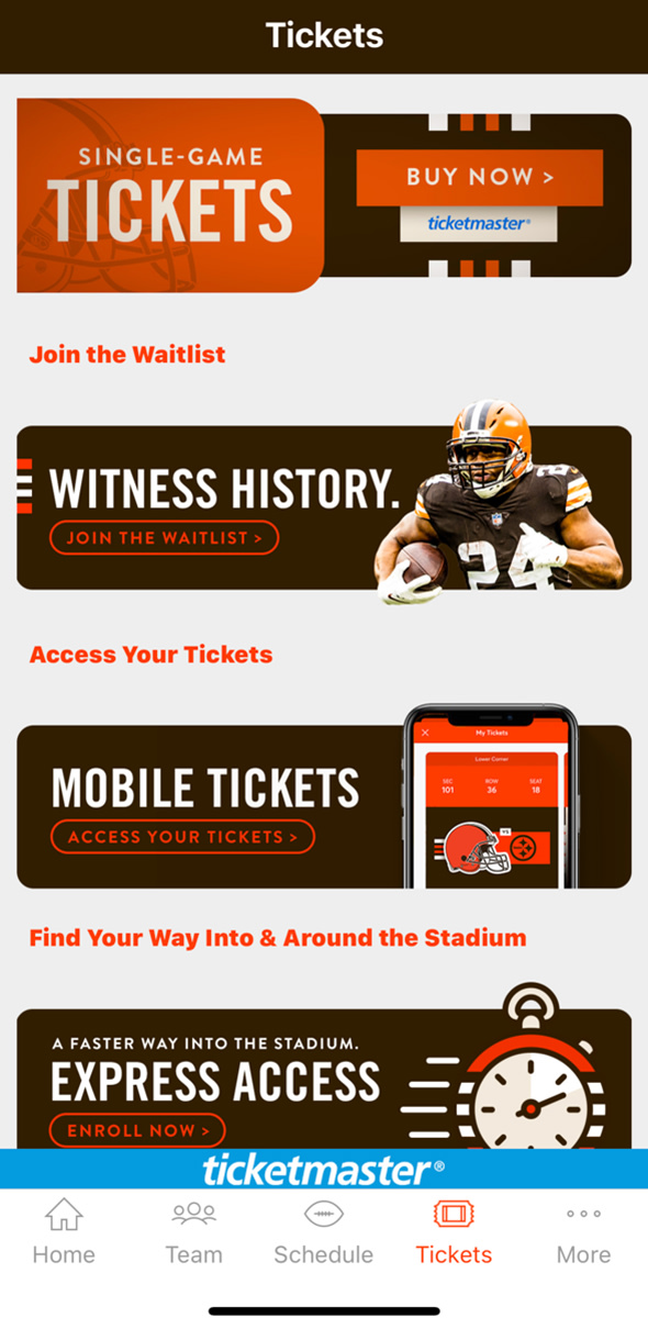 Browns Mobile Ticketing Information