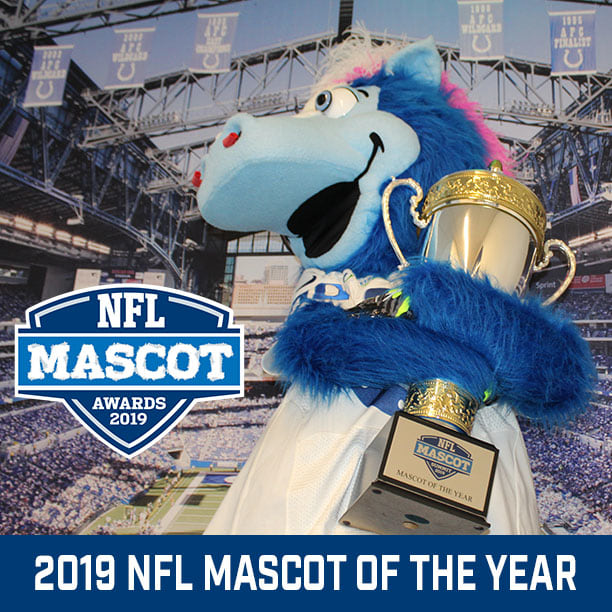 O mascote dos Colts já foi o mascote do ano por duas vezes.