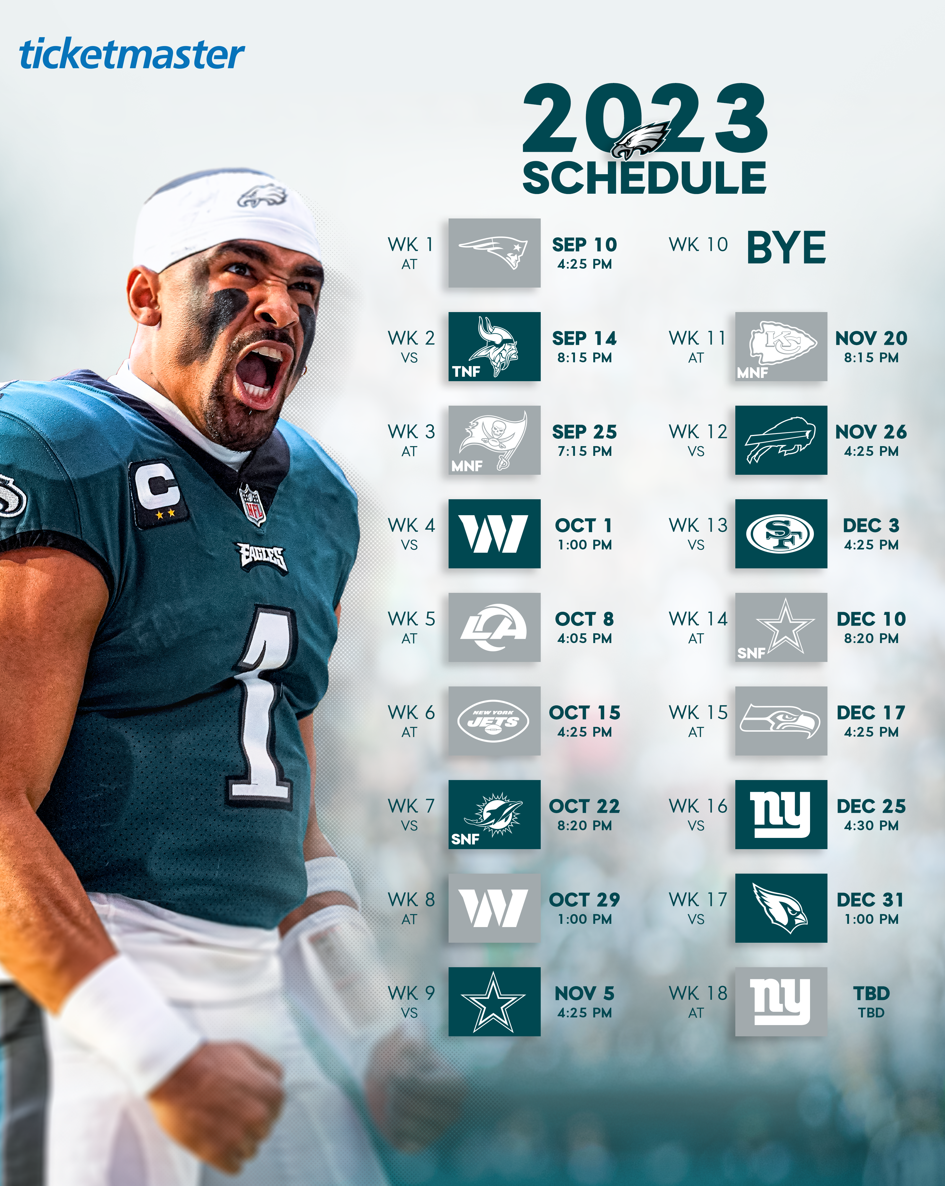 eagles schedule today